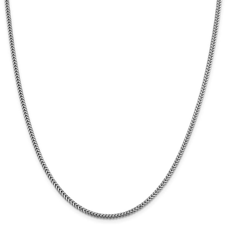 Rhodium Over 14k White Gold 2.3mm Solid Franco Link 18 Inch Chain