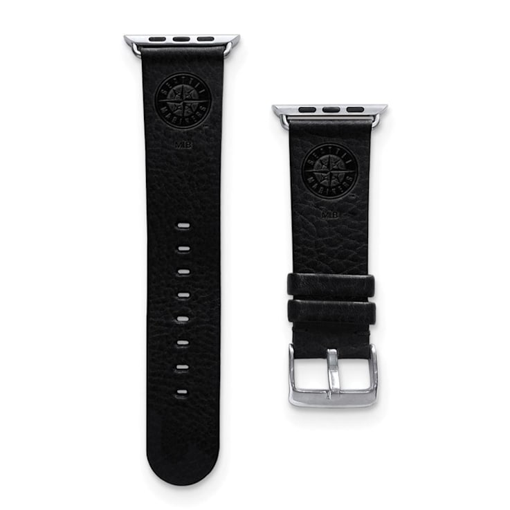 Gametime MLB Seattle Mariners Black Leather Apple Watch Band (38/40mm
S/M). Watch not included.