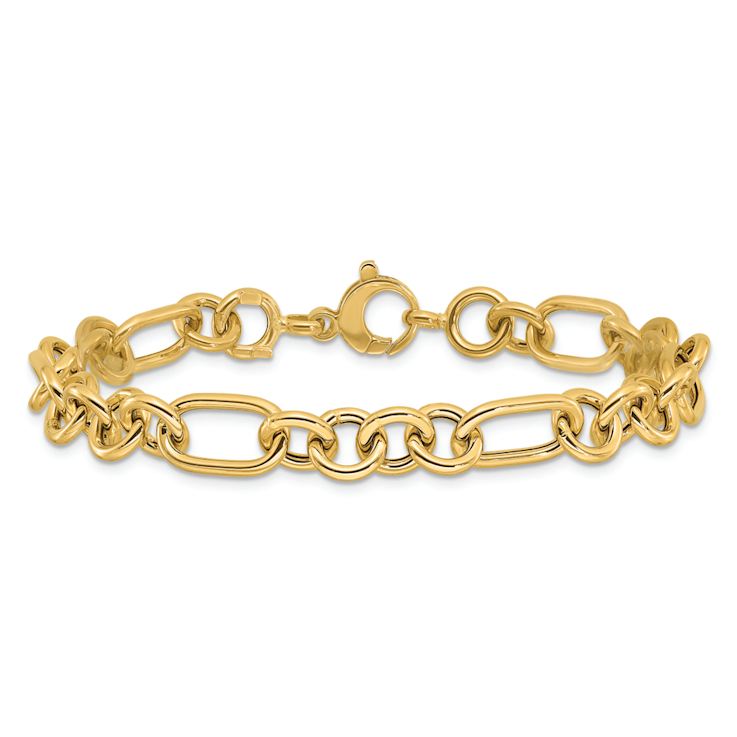14k Yellow Gold 7.9mm Polished Fancy Link Bracelet