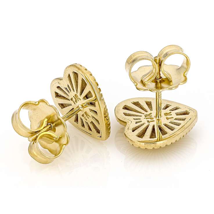 Heart Earrings With Zircon Accent In 18K Gold Over Sterling Silver