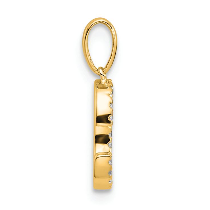 14k Yellow Gold Diamond Letter C Initial Pendant