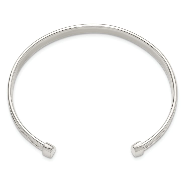 Sterling Silver Polished Textured Cuff Bracelet