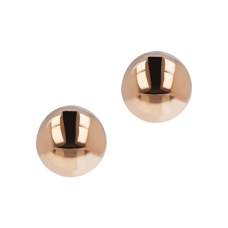 18K Rose Gold Over Sterling Silver Shiny Semi-Round 14mm Stud Earrings
with Secure Click Backs