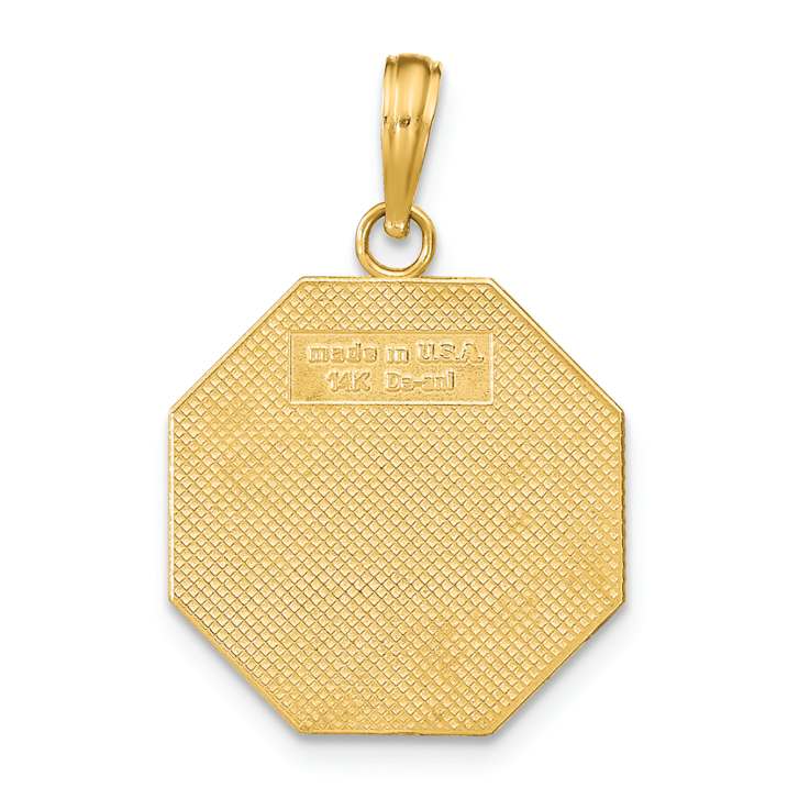 14k Yellow Gold Polished and Textured I'LL NEVER STOP LOVING YOU Stop
sign Pendant
