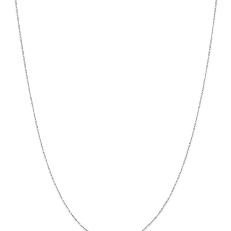 Rhodium Over 14k White Gold 0.42mm Solid Curb 13 Inch Chain