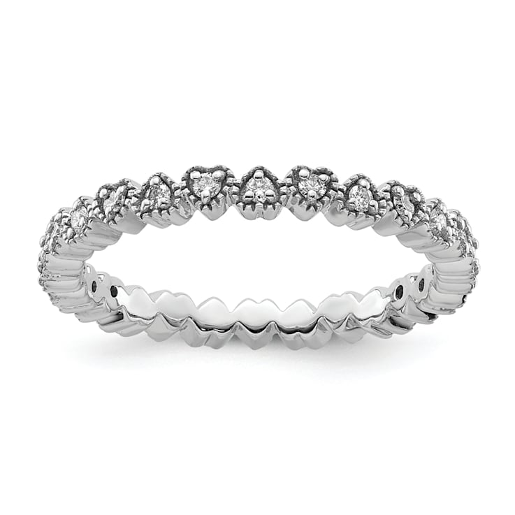 Sterling Silver Stackable Expressions Diamond Heart Ring 0.252ctw