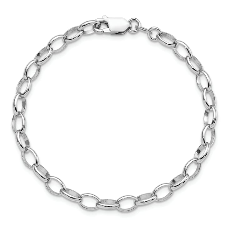 Rhodium Over Sterling Silver 5mm Rolo Chain Bracelet