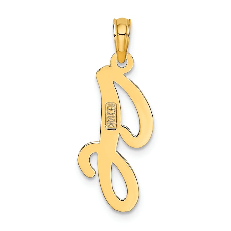 14k Yellow Gold Script Letter J Initial Pendant