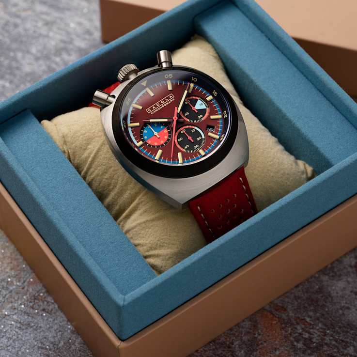 Cadola Testa Di Toro Red Dial Black Bezel Red Stainless Steel Band
Chronograph Watch