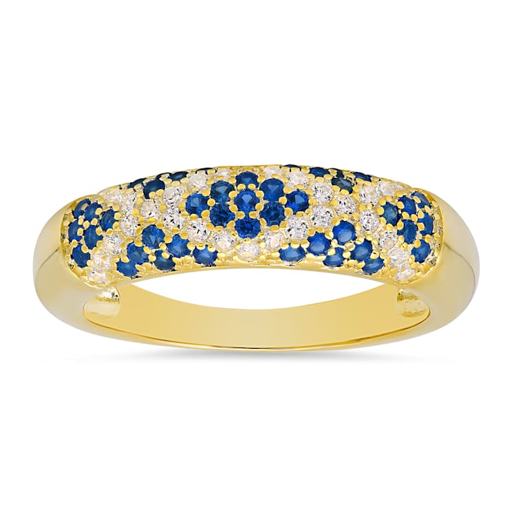 Blue And White Cubic Zirconia 14k Yellow Gold Over Sterling Silver Ring 0.79ctw