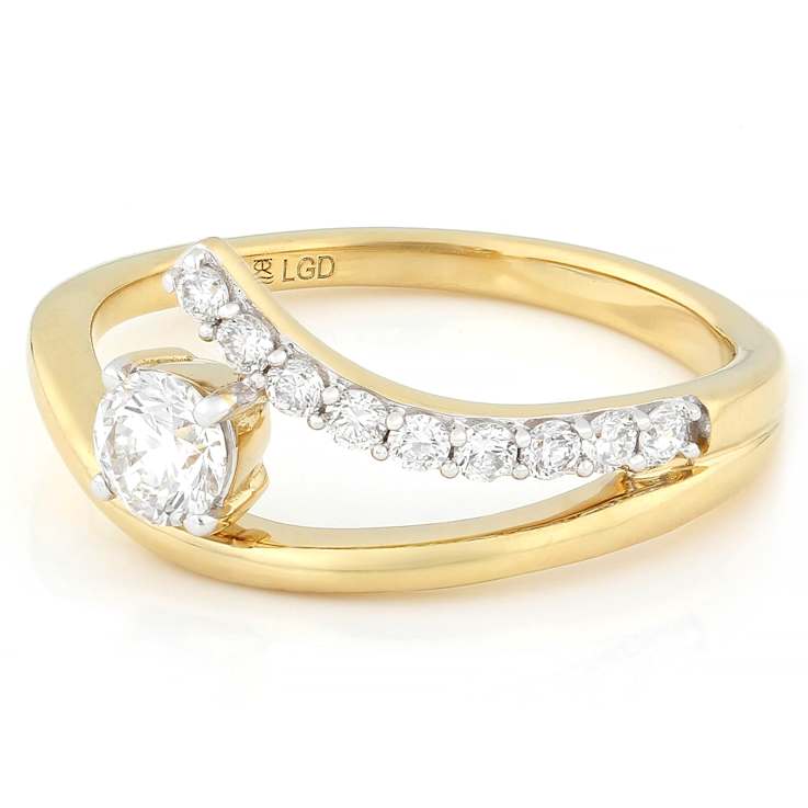 Sparkling Lab-Grown Diamond Halo Ring In 14K Gold Over Sterling Silver
