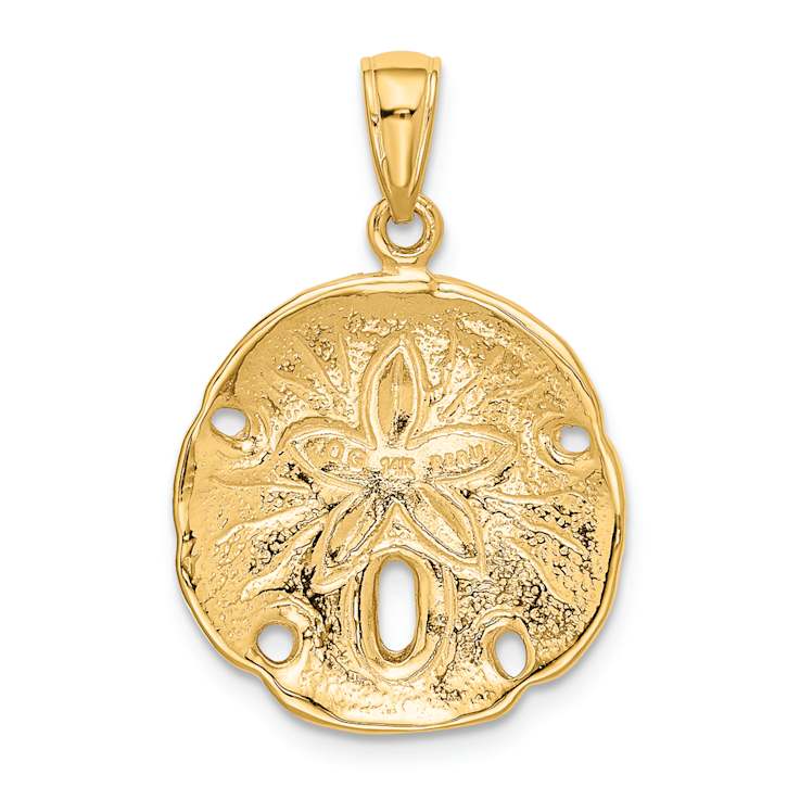 14k Yellow Gold Textured Sand Dollar Pendant