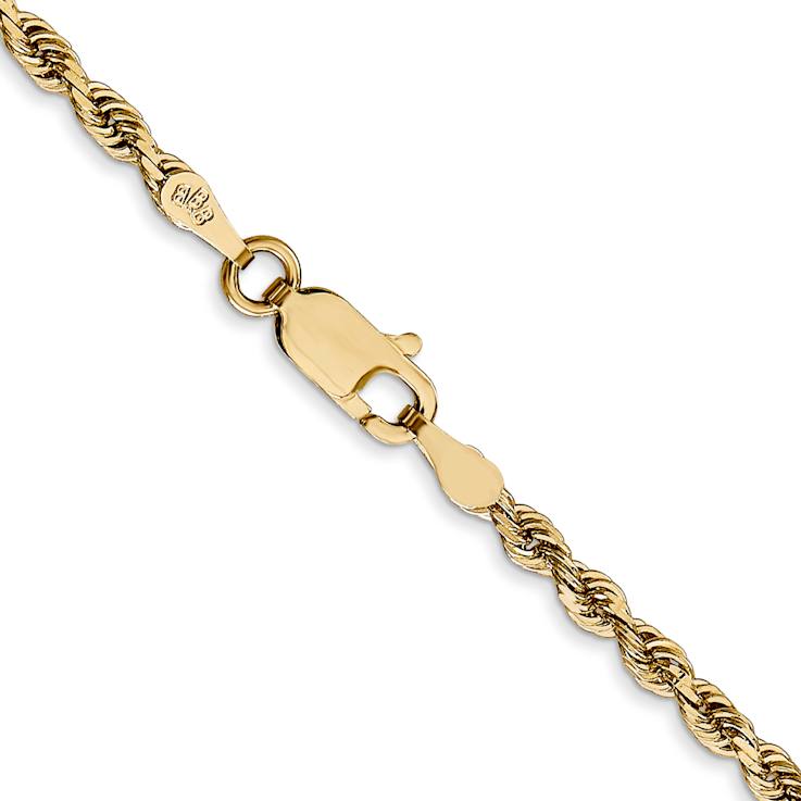 14k Yellow Gold 2.75mm Solid Diamond-Cut Quadruple Rope 16 Inch Chain
