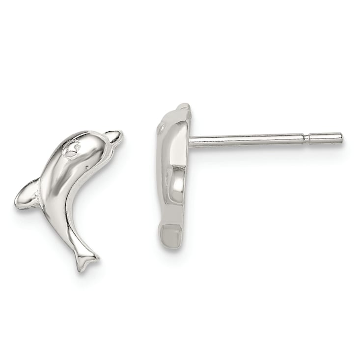 Dolphin Stud Earrings Polished Sterling Silver Dolphin Stud Earrings Polished Sterling Silver