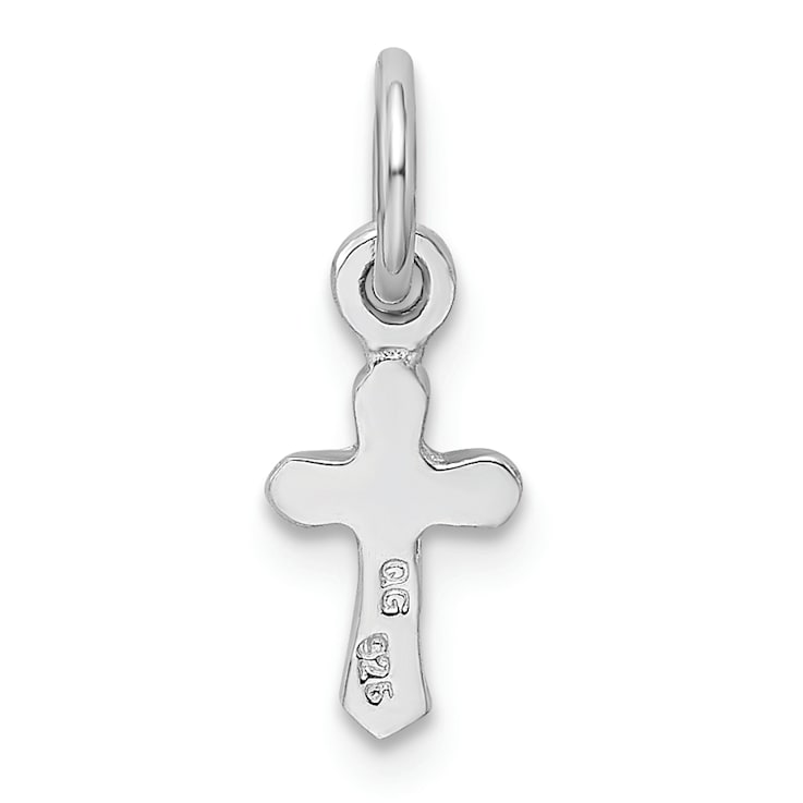 Rhodium Over Sterling Silver Child's May Green Preciosca Crystal Cross Pendant