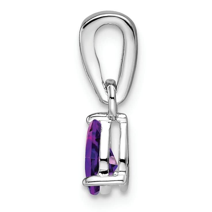 Rhodium Over 10k White Gold 0.5 cttw Pear Amethyst and Accent Diamond Pendant