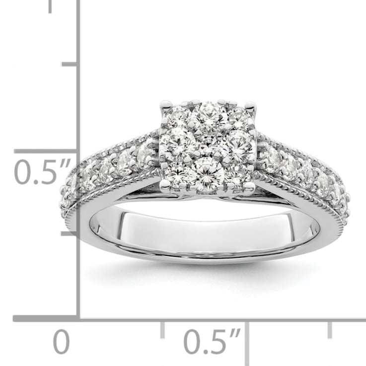 Rhodium Over 14K White Gold Lab Grown Diamond VS/SI GH, Cluster Ring 0.991ctw