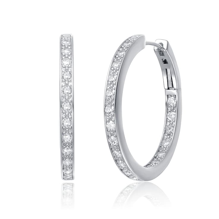 CZ Huggie Earrings In Sterling Silver