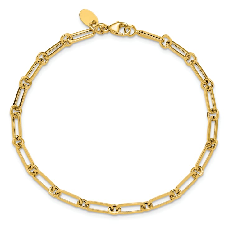 14k Yellow Gold Polished 3.65mm Fancy Paperclip Link Bracelet