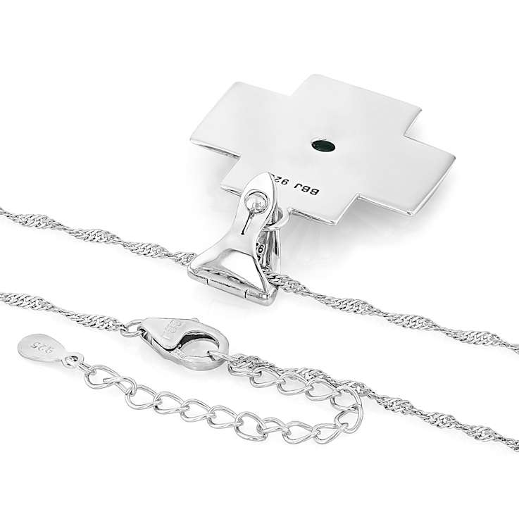 Kingman Turquoise Cross Enhancer In Sterling Silver