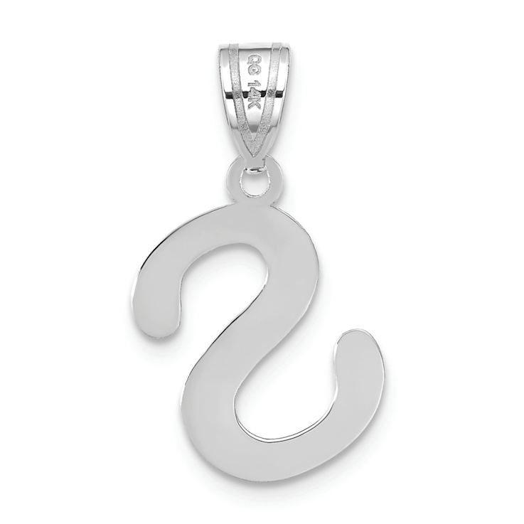 Rhodium Over 14k White Gold Polished Bubble Letter S Initial Pendant