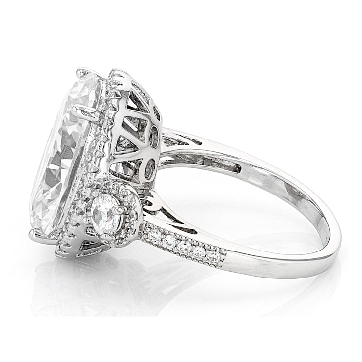 White Cubic Zirconia Rhodium Over Sterling Silver Ring 17.34ctw