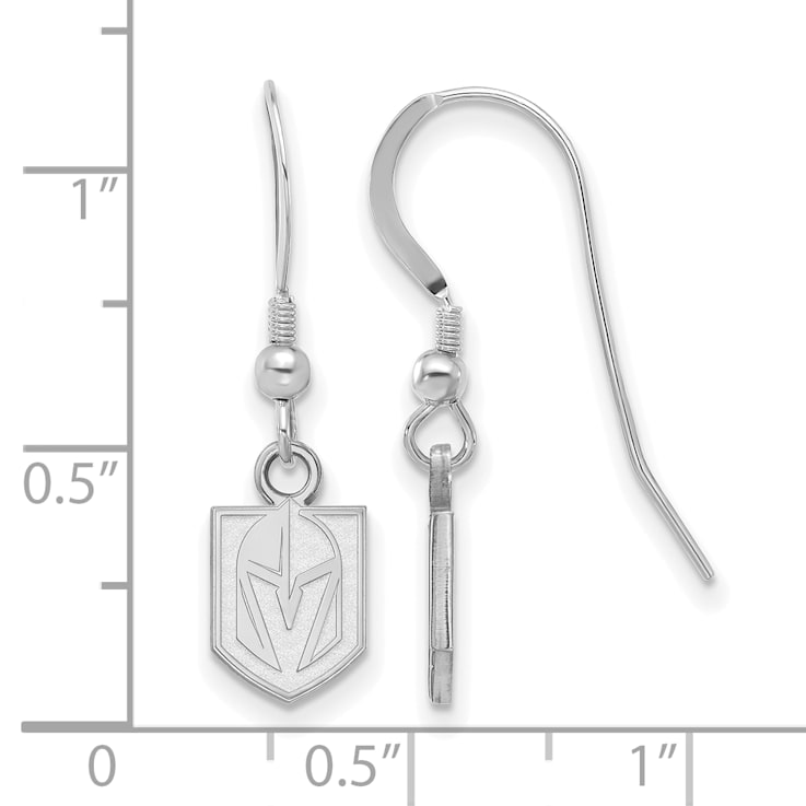 Rhodium Over Sterling Silver NHL Vegas Golden Knights LogoArt Dangle Earrings
