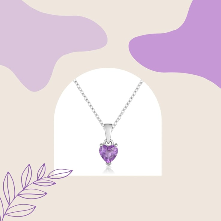 Amethyst Sterling Silver Heart Shaped Pendant With Chain