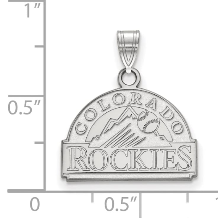 Rhodium Over Sterling Silver MLB Colorado Rockies LogoArt Pendant