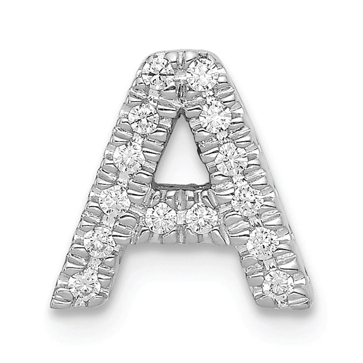 Rhodium Over 14K White Gold Diamond Letter A Initial Charm