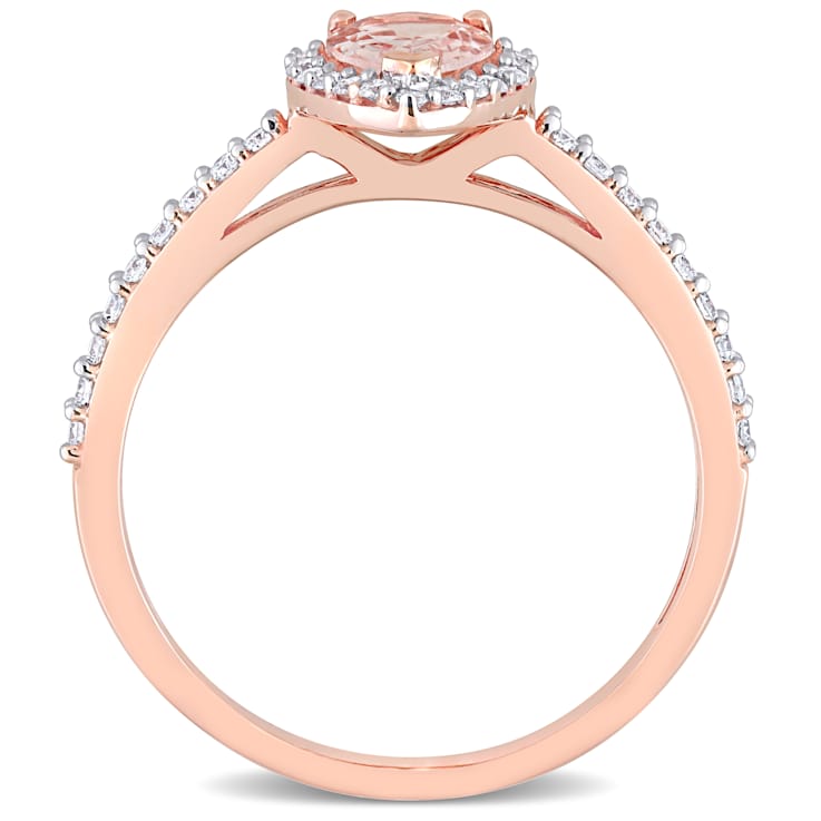 Morganite and Diamond 10K Rose Gold Ring 0.99ctw