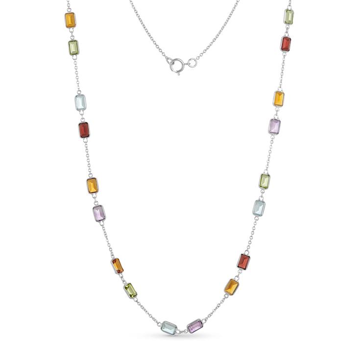 Multi-Gem 14k White Gold 18" Necklace 14.40ctw