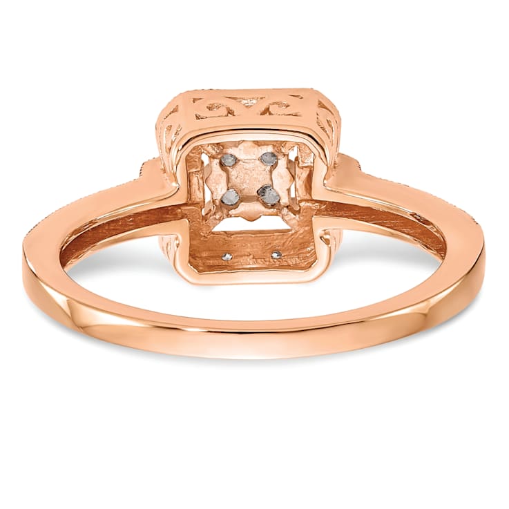 14K Rose Gold Diamond Cluster Engagement Ring 0.19ctw