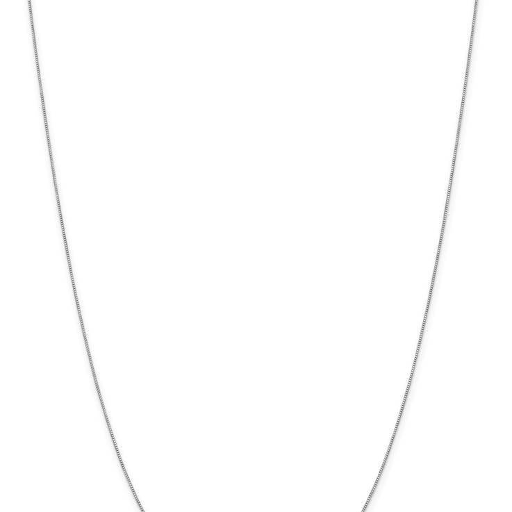 Rhodium Over 14k White Gold 0.5mm Solid Box 18 Inch Chain