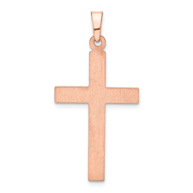 14k Rose Gold Brushed and Polished Cross Pendant