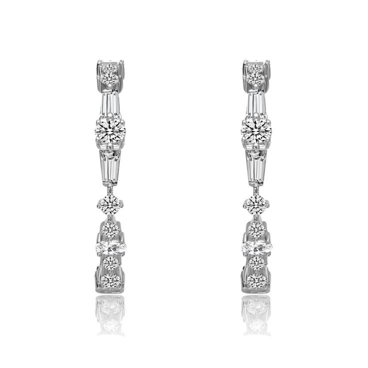 CZ C-Hoop Earrings In Sterling Silver