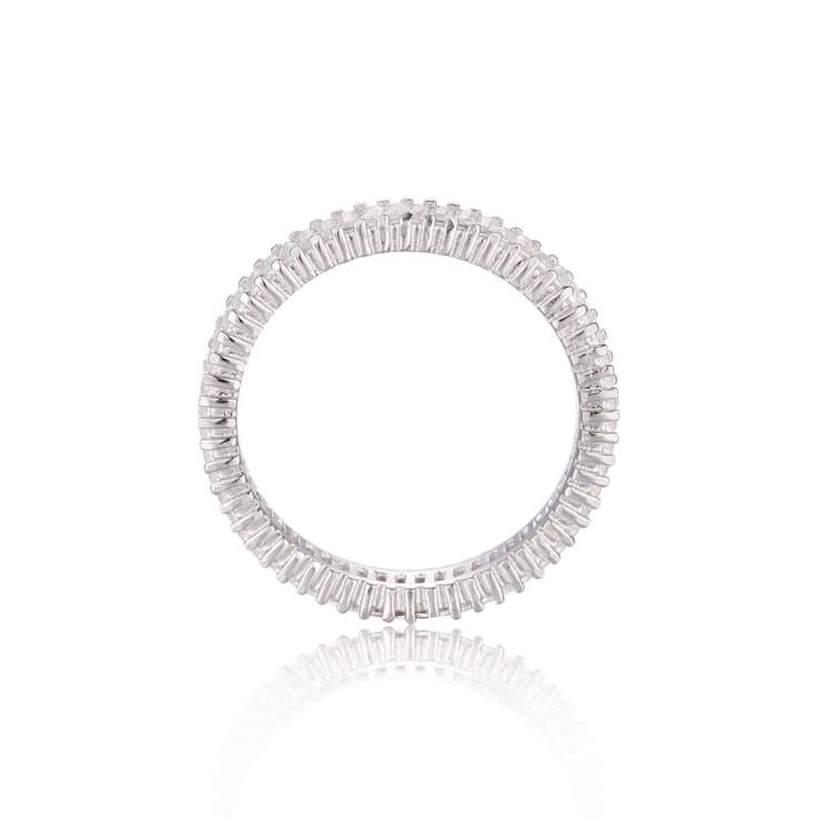 Baguette White Topaz Sterling Silver Eternity Band Ring, 1.00ctw