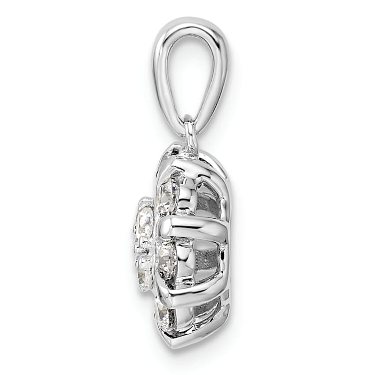 Rhodium Over 14K White Gold Lab Grown Diamond Halo Pendant 0.50ctw