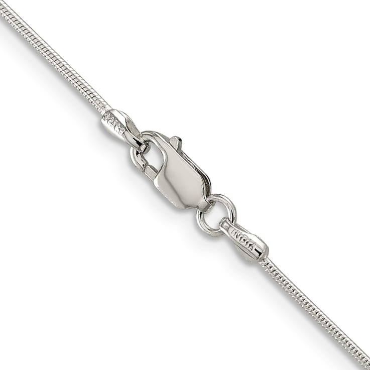 Rhodium Over Sterling Silver 1mm Round Snake Chain