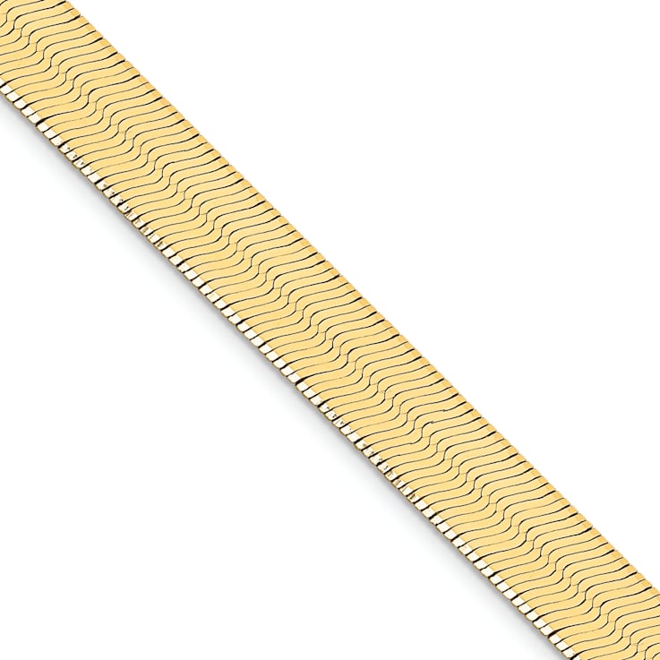 14K Yellow Gold 10mm Silky Herringbone Chain Necklace