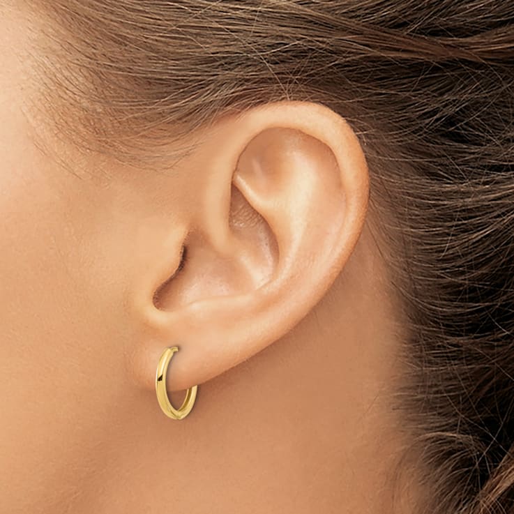 14k Yellow Gold Polished 9/16" Hinged Hoop Earrings
