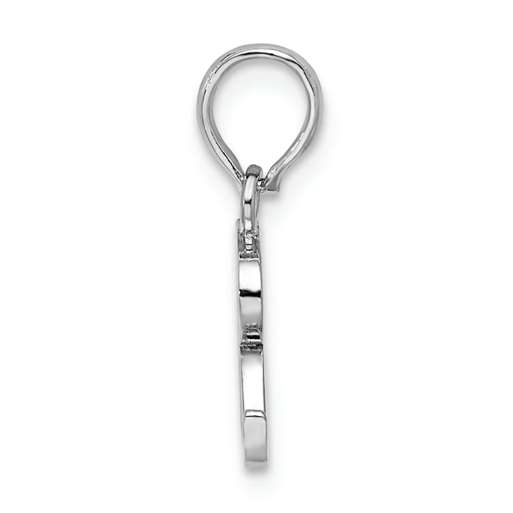 Sterling Silver Polished Block Initial -R- Pendant