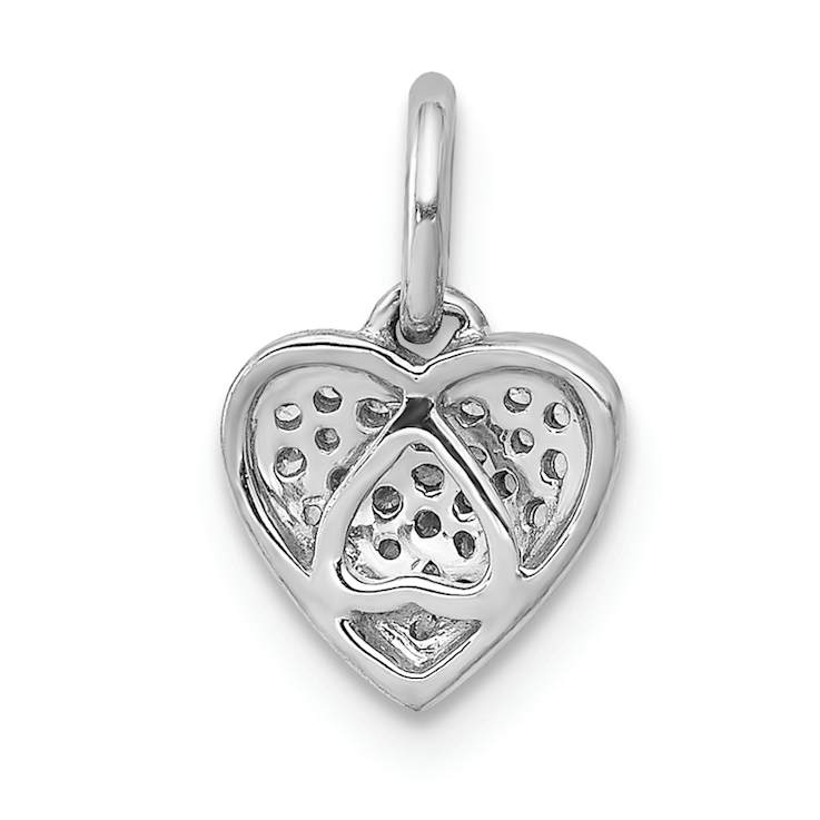 Rhodium Over 14k White Gold Diamond Heart Pendant