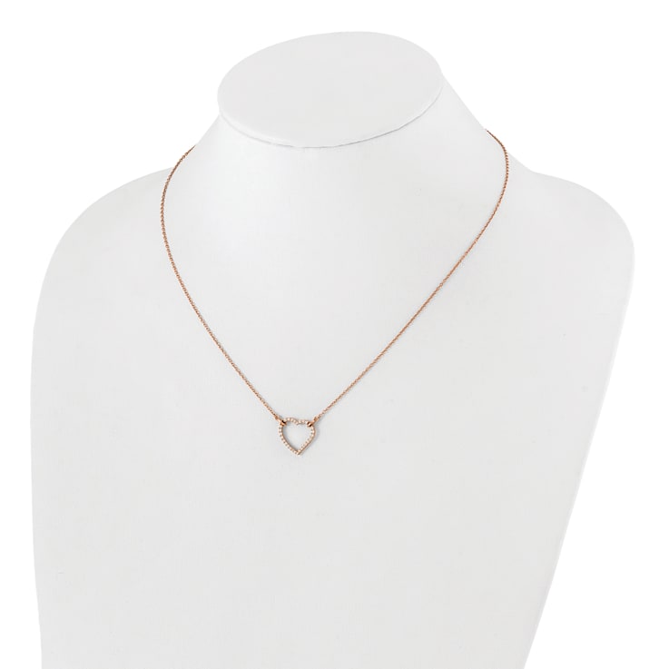 14K Rose Gold Lab Grown Diamond Heart Pendant Necklace