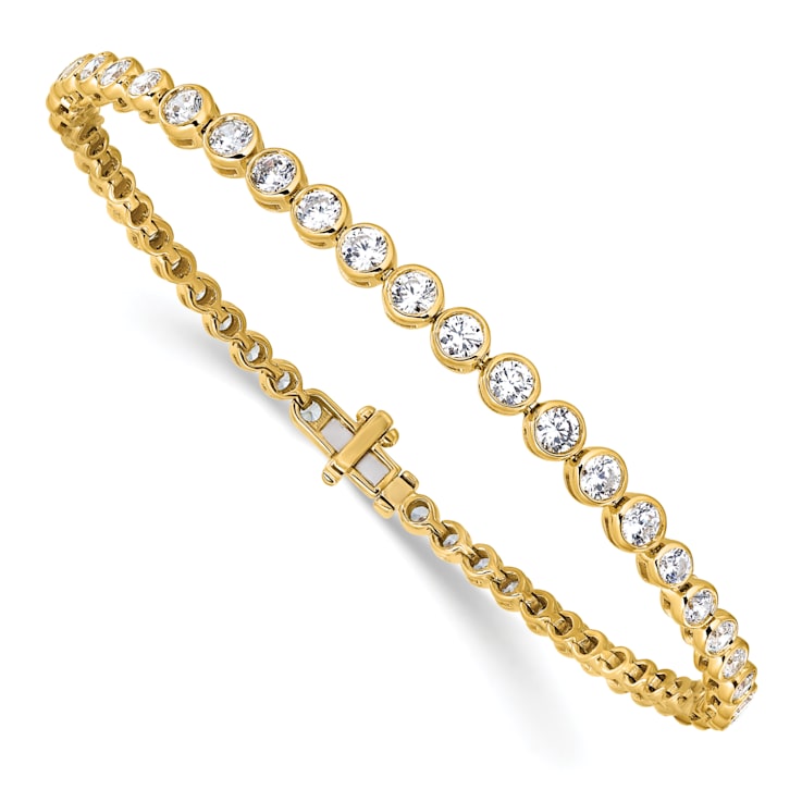 14K Yellow Gold Lab Grown Diamond Bezel Set Tennis Bracelet