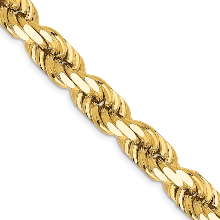 14k Yellow Gold 8mm Solid Diamond-Cut Rope 20 Inch Chain