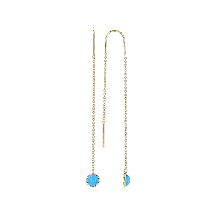 Turquoise Threader Earrings In 10K Yellow Gold 5mm