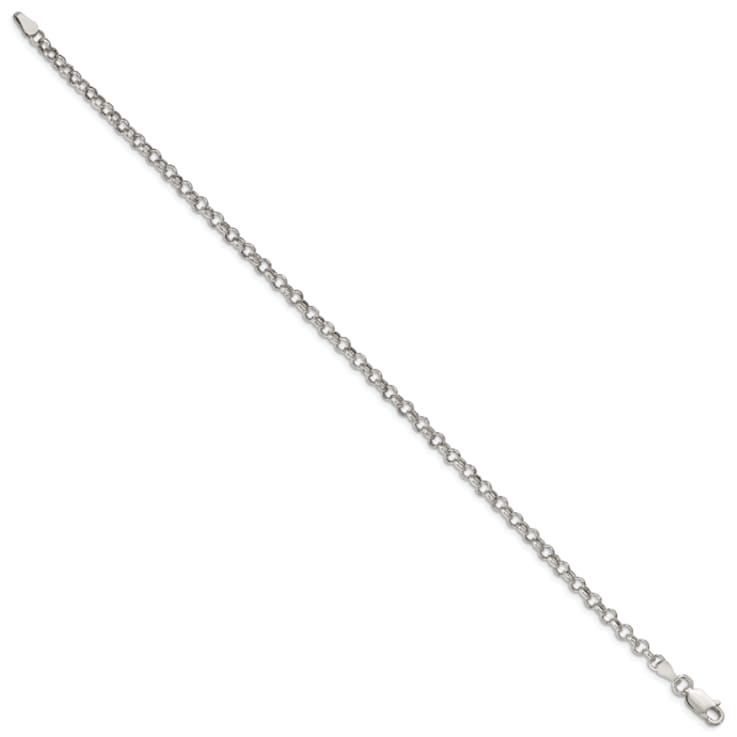 Sterling Silver 3mm Semi-solid Rolo Chain Bracelet