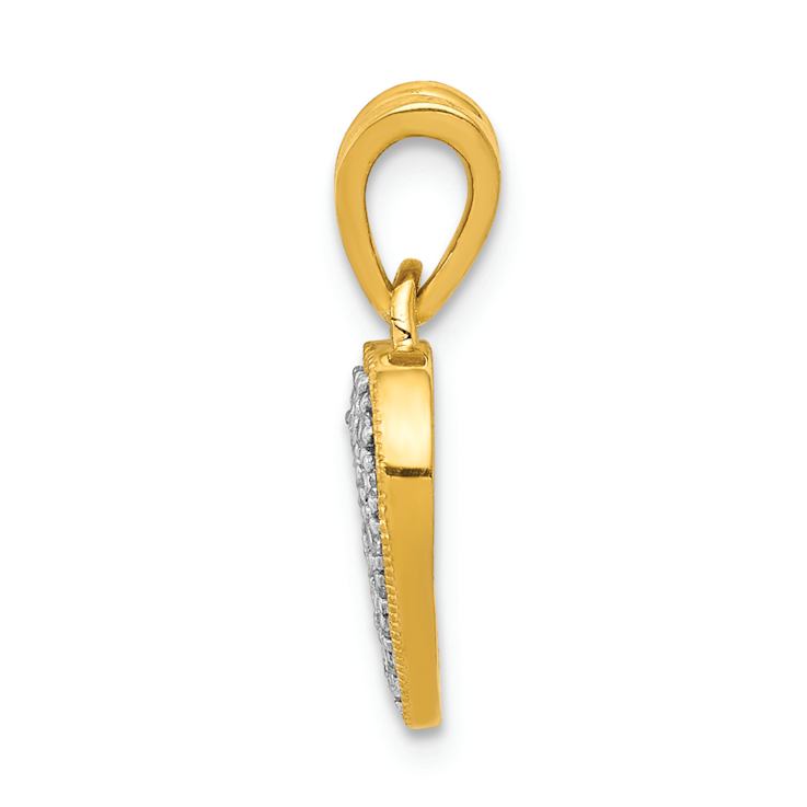 14K Two-tone Gold  Diamond Heart Pendant