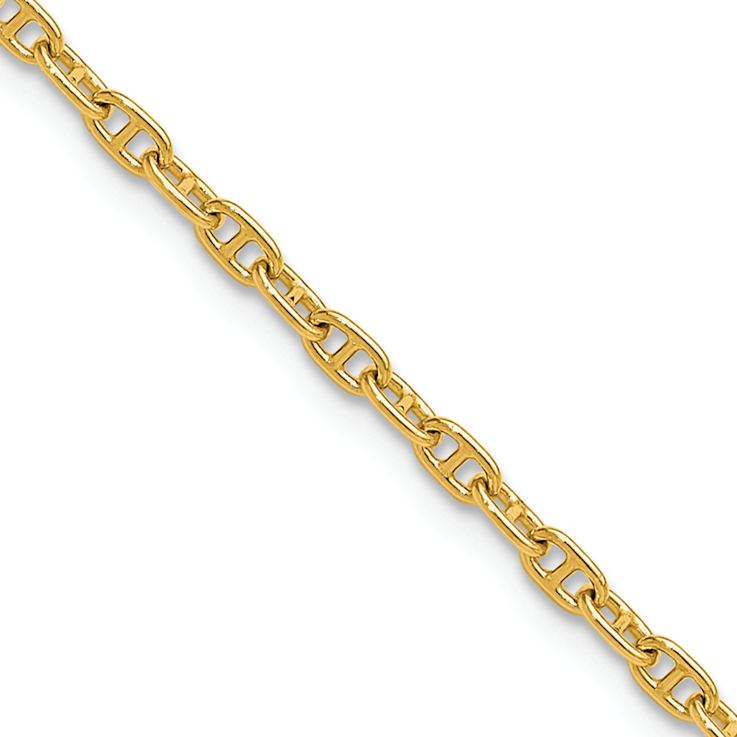14k Yellow Gold 2.35mm Solid Mariners Link 16 Inch Chain